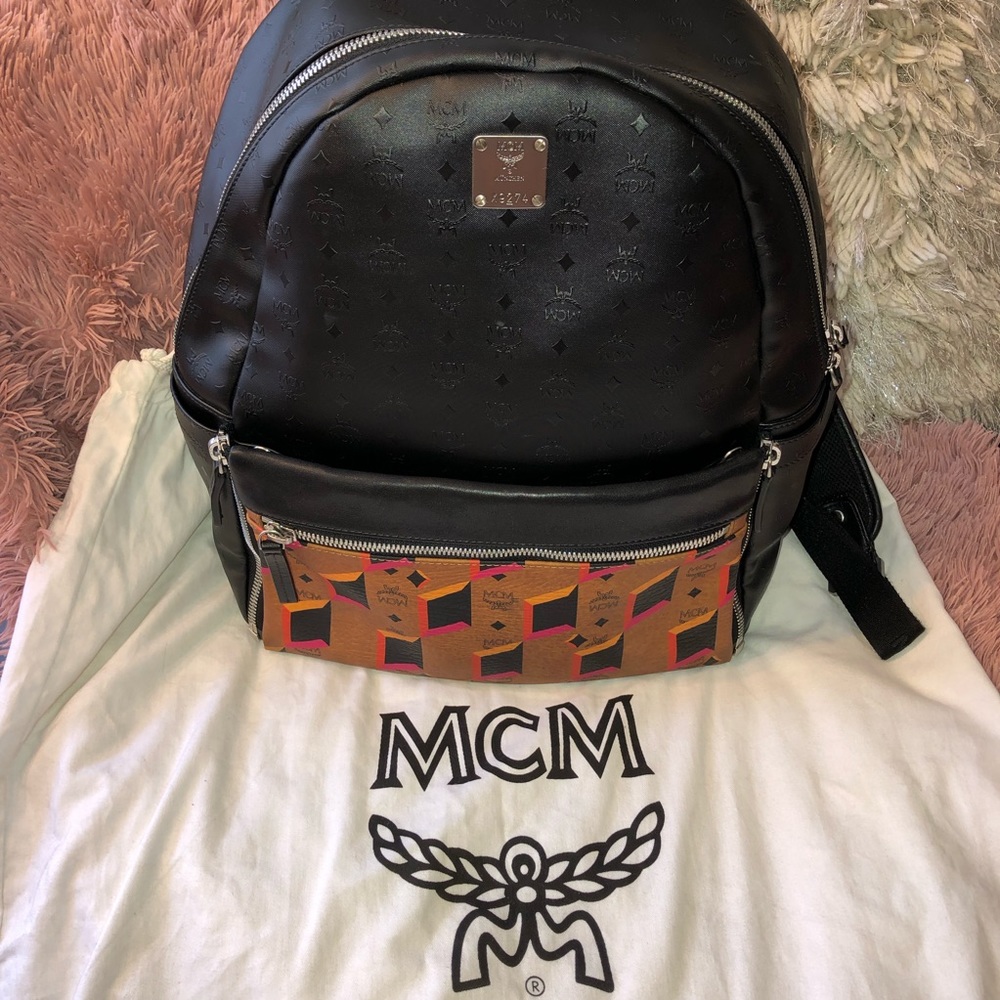 Authentic MCM Dual Star PVC Large Backpack